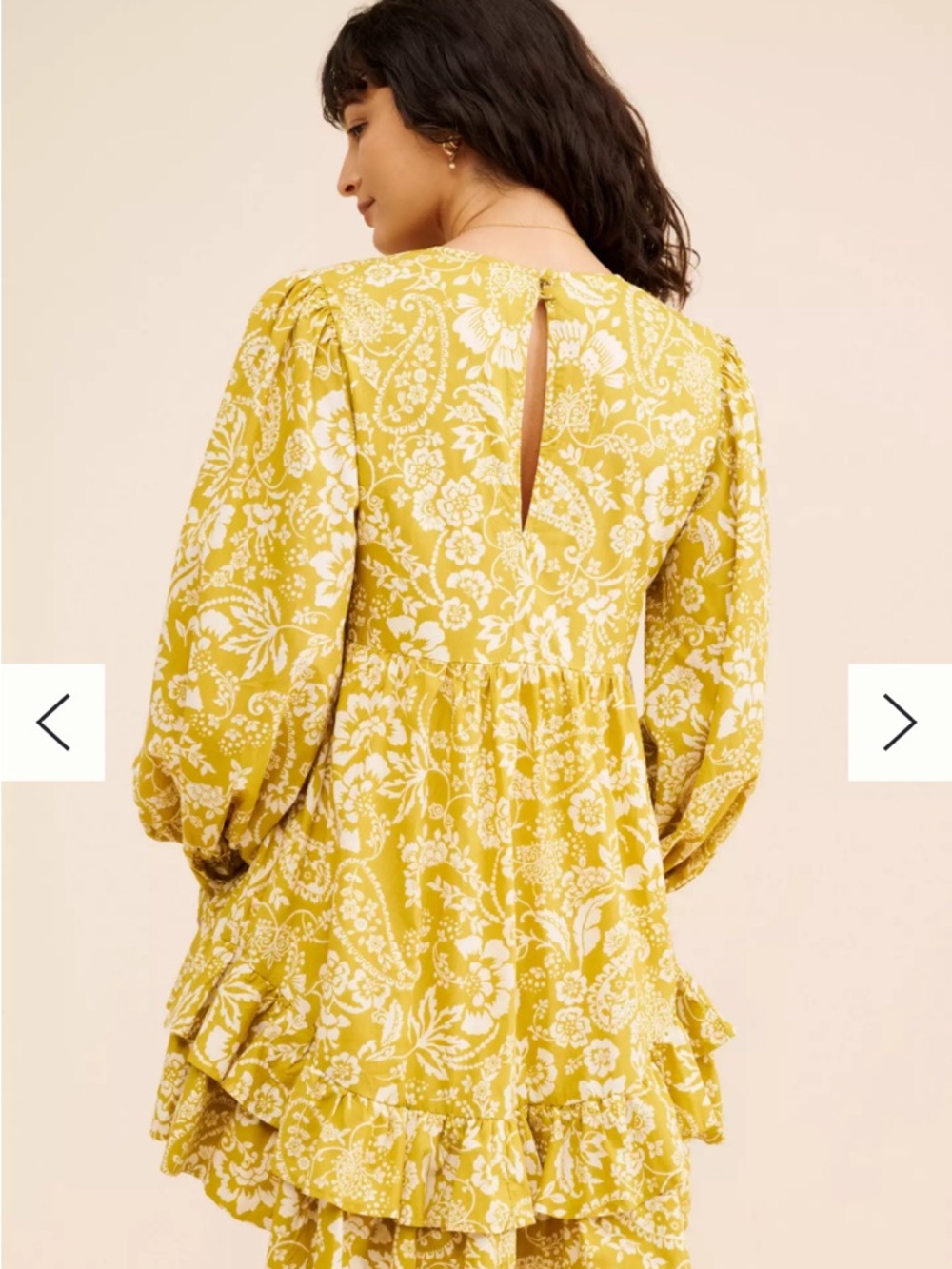 Anthropologie Maeve Frill Puff V-Neck Ruffle Mini Dress - Picture 2 of 6